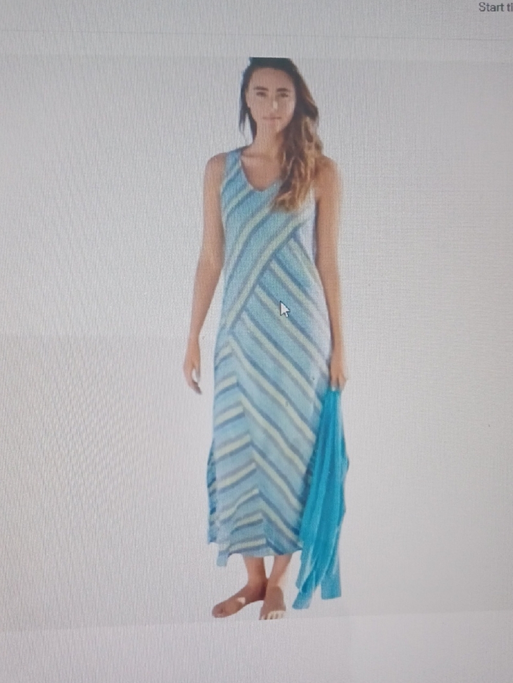 NWT J. Jill Sea Blue Love Lotus Linen Sleeveless Midi Dress XSP Lined